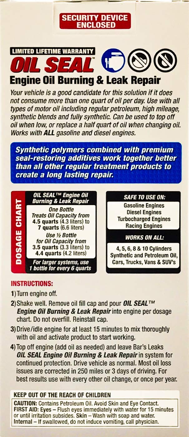 Bar's Products OS-1-4PK Oil Seal (Engine Oil Burning/Leak Repair)