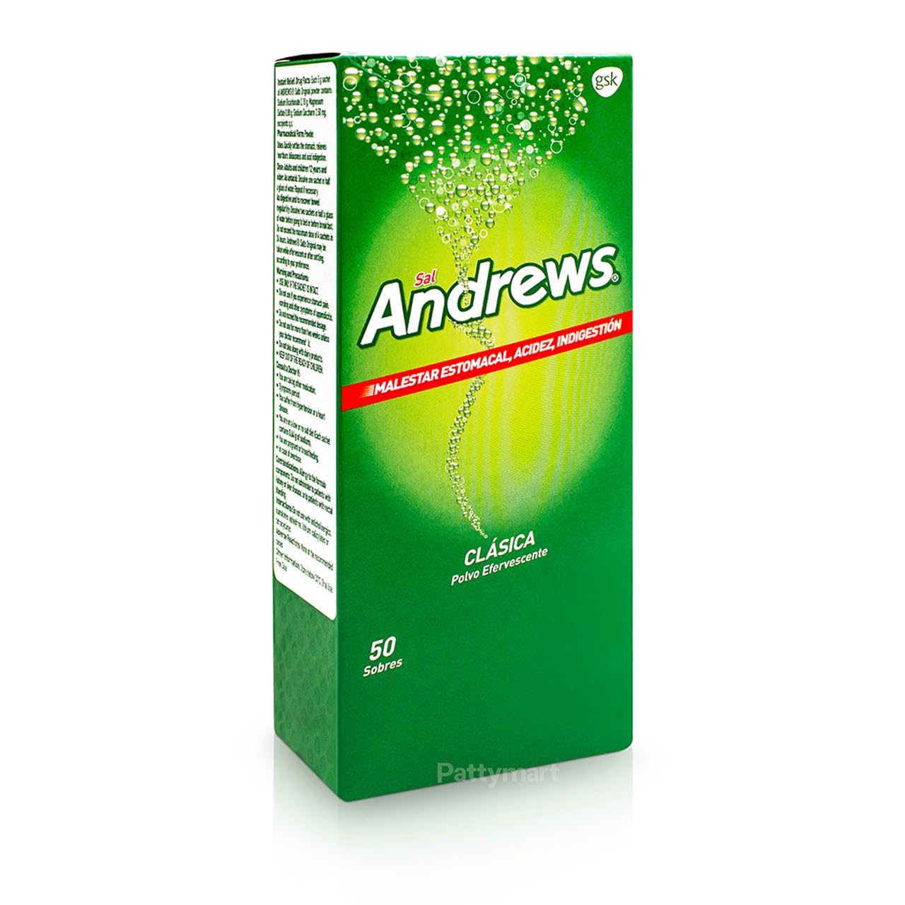 Andrews Salts Original Instant Relief from Upset Stomach, Heartburn, Indigetsion- 50 sachets
