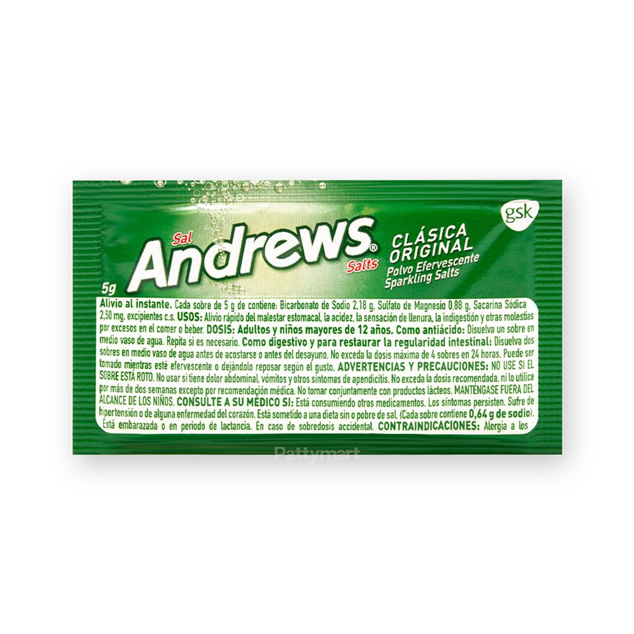 Andrews Salts Original Instant Relief from Upset Stomach, Heartburn, Indigetsion- 50 sachets