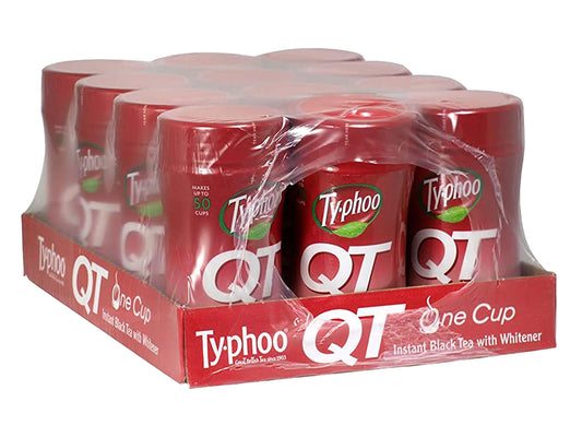 The Bramble Bay Typhoo QT Instant Tea Drink 125g Provides a Cup of Tea In An Instant Pack of 12